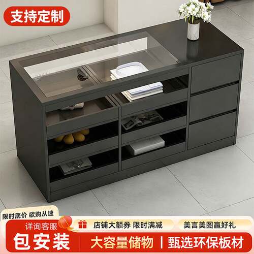 中岛柜展示台柜台接待台服装店流水台整体橱柜收银柜台玻璃陈列台