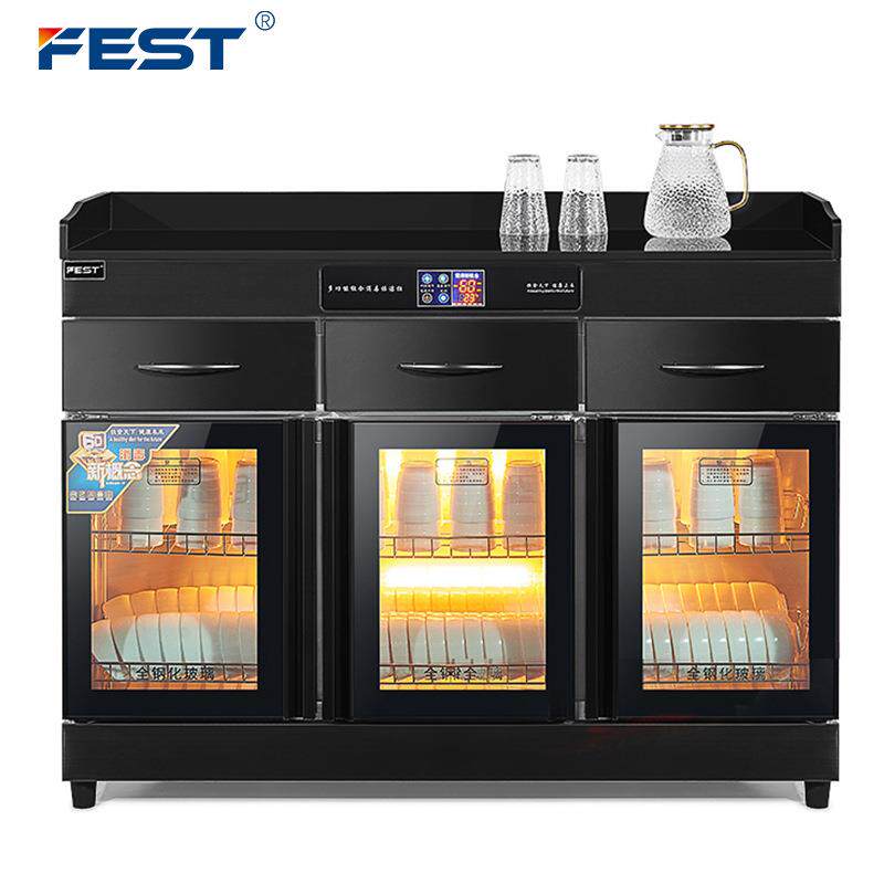 FEST商用茶水消毒柜立式不锈钢消毒碗柜三门火锅调料台配餐专用柜