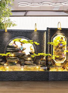 欧山式池水幕墙流水屏风假水轮隔断喷泉摆件大型落地WOZ招财养鱼
