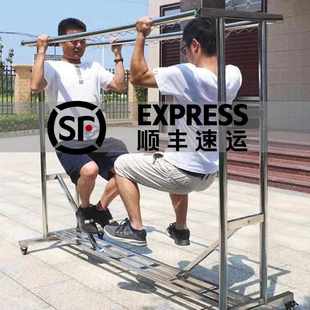 折叠多功能晾衣杆伸缩式 AIKEBO304不锈钢晾衣架落地立式 可移动家
