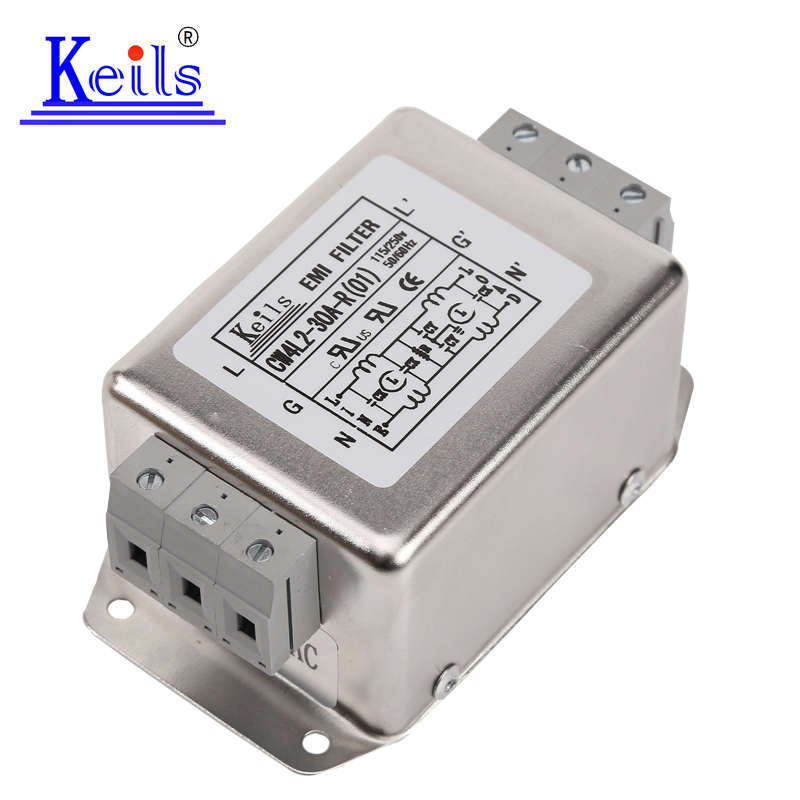 KEILS抗干扰EMI电源滤波器220V单相双极端子台CW4L2-20A-R(01)