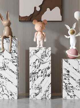 石板柱过道走廊入口落地式摆件大理石底座装饰桌储物架