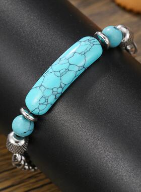 European and American turquoise titanium steel men bracelet