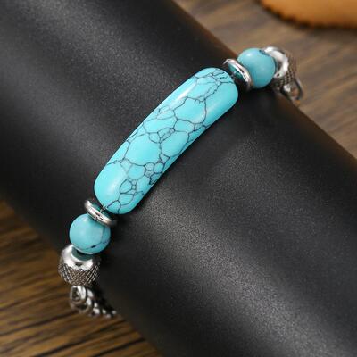 European and American turquoise titanium steel men bracelet