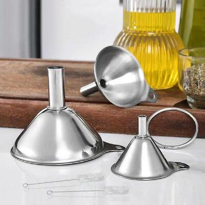 3 Piece Stainless Steel Funnels Set Funnel Oil Spill Wine