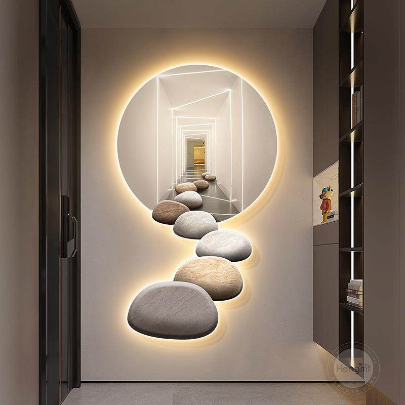 来运转玄关装饰画现代奢入户走廊尽头挂画lqq-2023d延轻伸石感壁