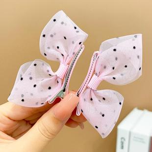 汉服周岁女童儿童发夹蝴蝶结宝宝头饰女宝发饰头花女宝宝红色