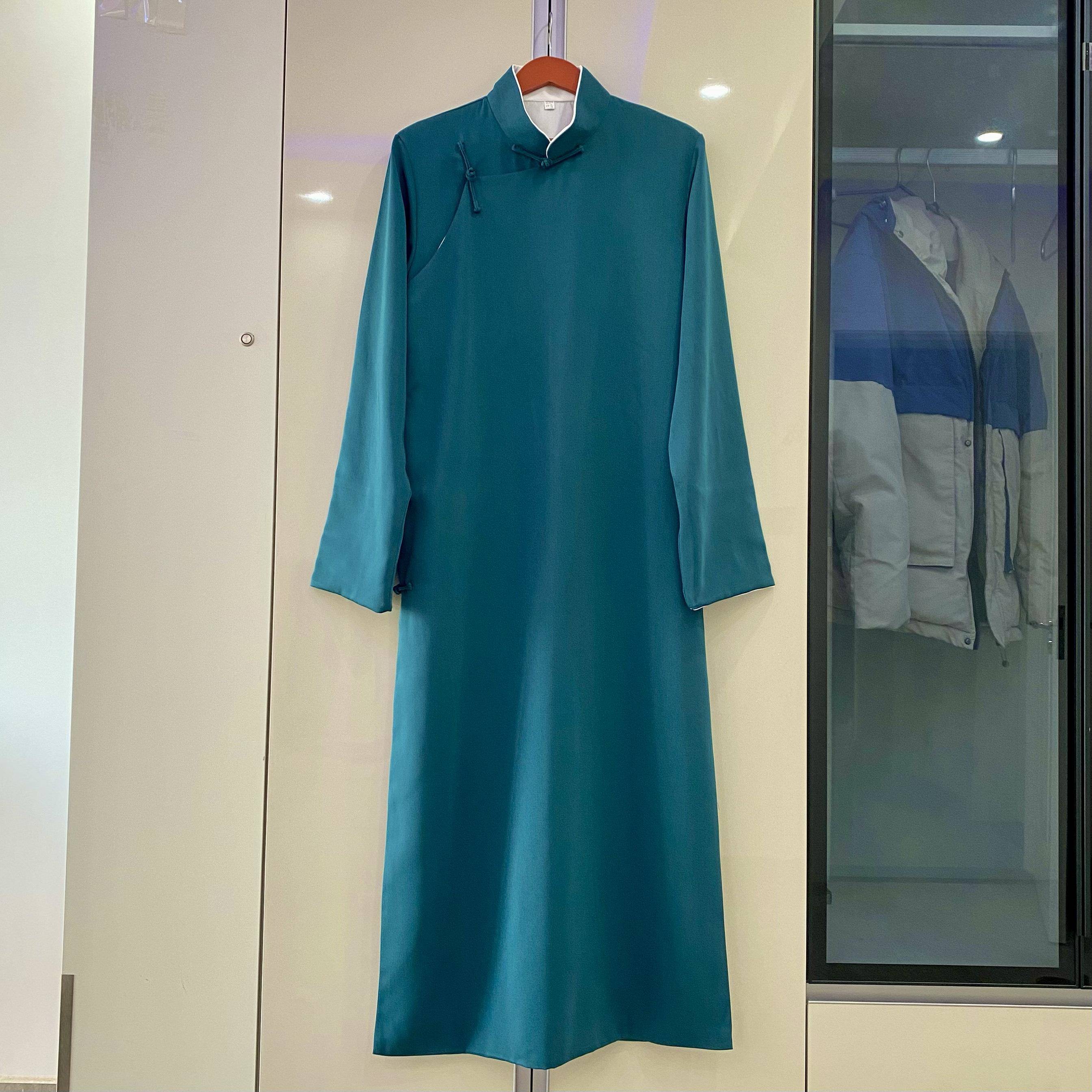 中式长袍中国风长衫相声服大褂马褂文艺主持年会礼服民国演出服装