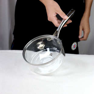 高硼硅玻璃泡面家用不锈钢明单柄火汤锅电陶炉带盖加热大容量煲汤
