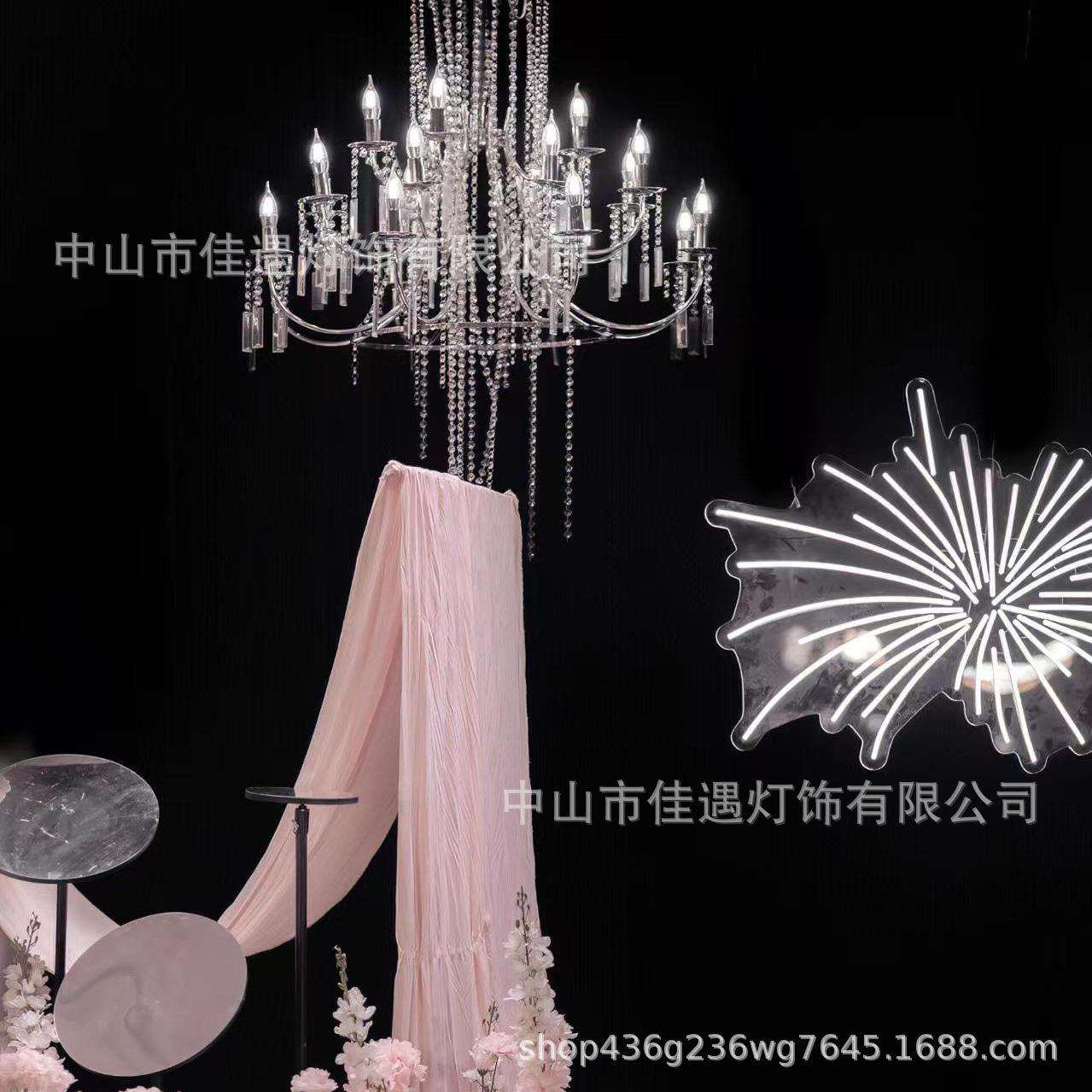 厂镀家直供新款水晶吊灯491大堂婚庆式吊电法仪式亭饰灯装婚礼堂