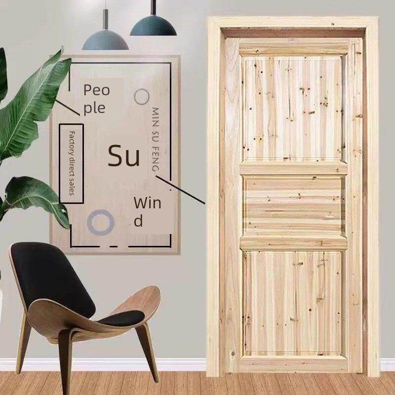 定制新中式彷古门窗杉木原木实木门室内门套装门谷仓门房间卧室门