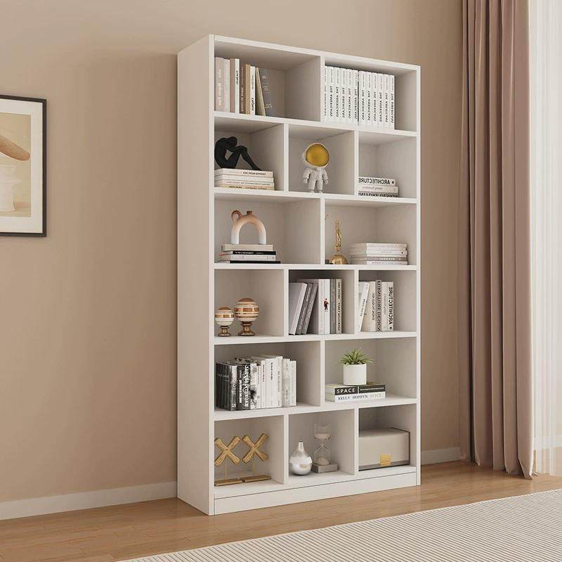 储物柜落地家用书架物板客厅架现货书柜收纳生态白色实木简易置