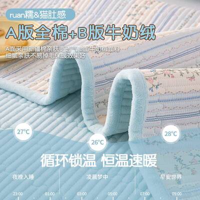 加床盖新款面加绒一面一纯棉炕榻榻SXT20241米夹棉厚床单三件盖套