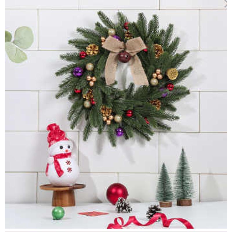 圣诞节挂装饰品花环花环仿真新款鸿纵蝴蝶结挂饰家居门松果