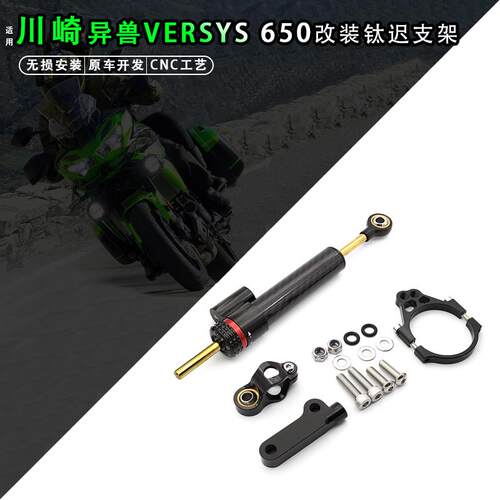 适用川崎异兽650/VERSYS 650改装方向阻尼器钛尺码防甩头支架配件