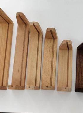 实木U型相架 名片木座 榉木台历底座 胡桃木台历照片支架