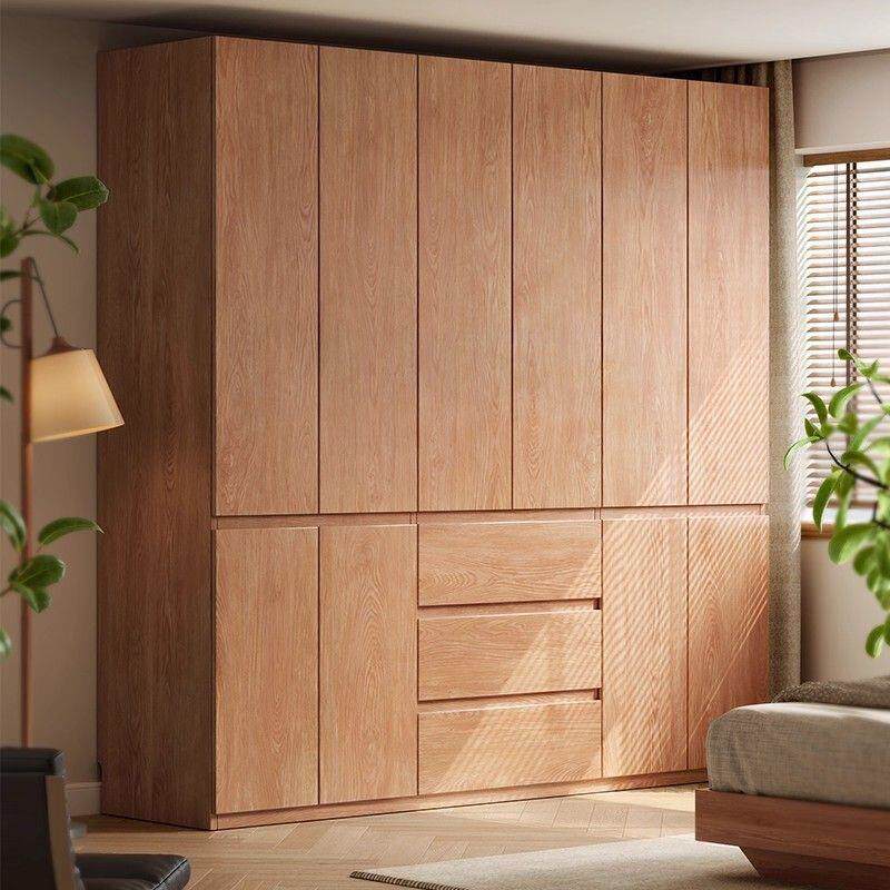 王木原匠全实木免橡木移门到顶分段式拉手衣柜家用卧985室木储风