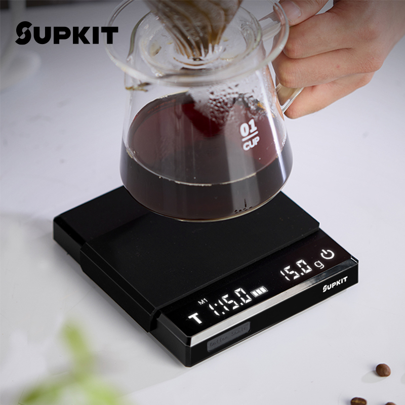 SUPKIT意式手冲咖啡电子秤咖啡豆智能称重计时咖啡器具专用电子称