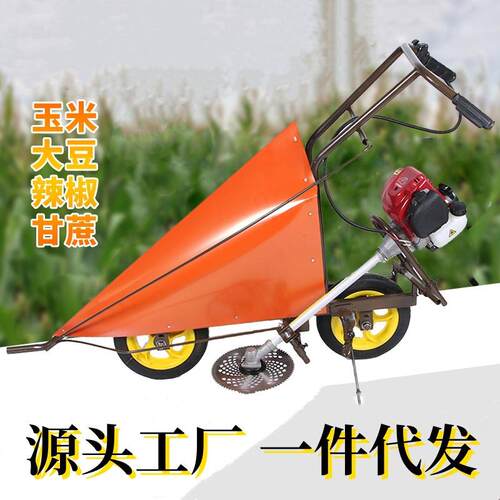 小型玉米辣椒收割机新款黄豆秸秆多功能手推式汽油家用割晒机割倒