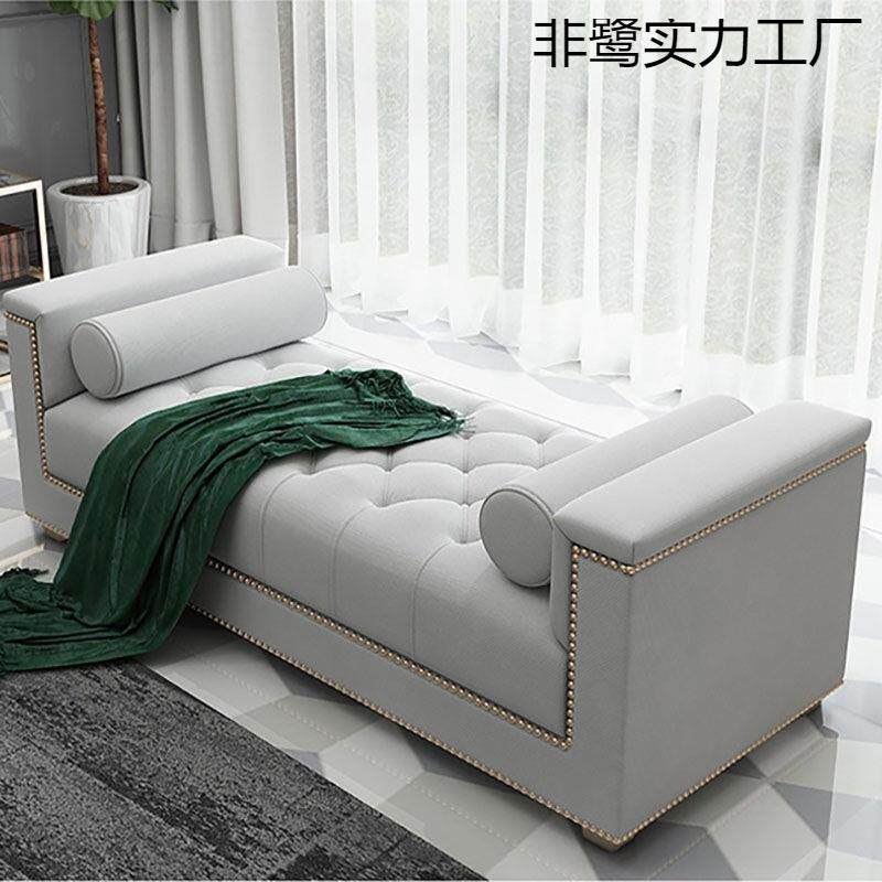 美式高档布艺床尾凳卧室小沙发北欧简约长条师商场可坐长凳客厅