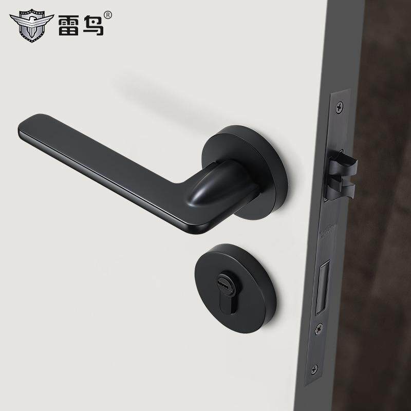 雷鸟黑色门锁室内卧室静音房间门锁卫生间简约分体锁金色家用门锁