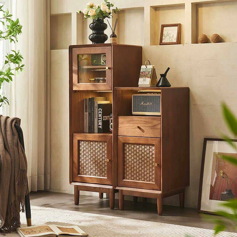 中古藤编酒柜客厅餐柜日式收纳柜展示柜侘寂风实木置物玄关柜子,住宅家具,餐边柜,淘宝优惠券,粉丝福利购,淘宝优惠卷