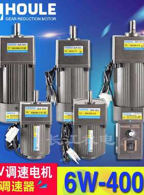HOULE豪力6W-400W微型齿轮减速电机 220V无极调速马达正反转马达