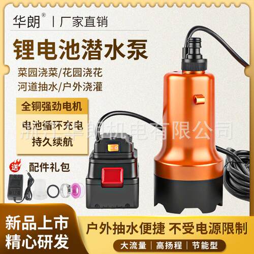 小型锂电直流潜水泵塑料水泵便携式充电抽水泵浇花浇菜耐腐蚀1寸