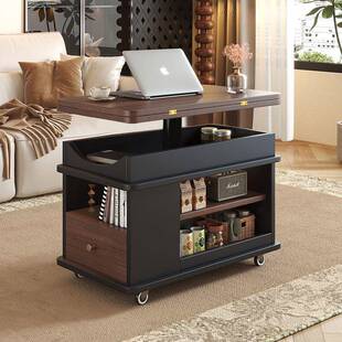 移动茶几客厅小户型沙发实木边柜多功能折叠升降小推车家用茶桌