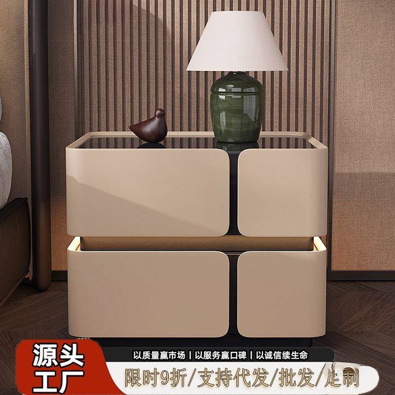 整装新型个性创意实木床头柜高级感家用床边柜简约现代智能收纳柜