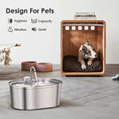 爆款 椭圆形不锈钢龙头宠物饮水机喂水器