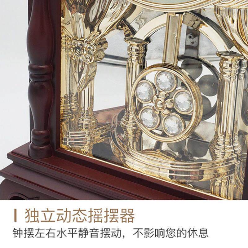 老式风水座钟客厅创意欧式覆古台钟静音新中式整点报时桌面摇摆钟