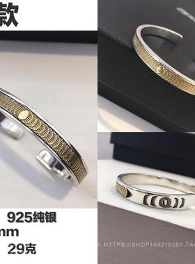 高档性不同宽银匠高桥纯银羽毛镯老鹰绿松石开口手个复古版情侣素