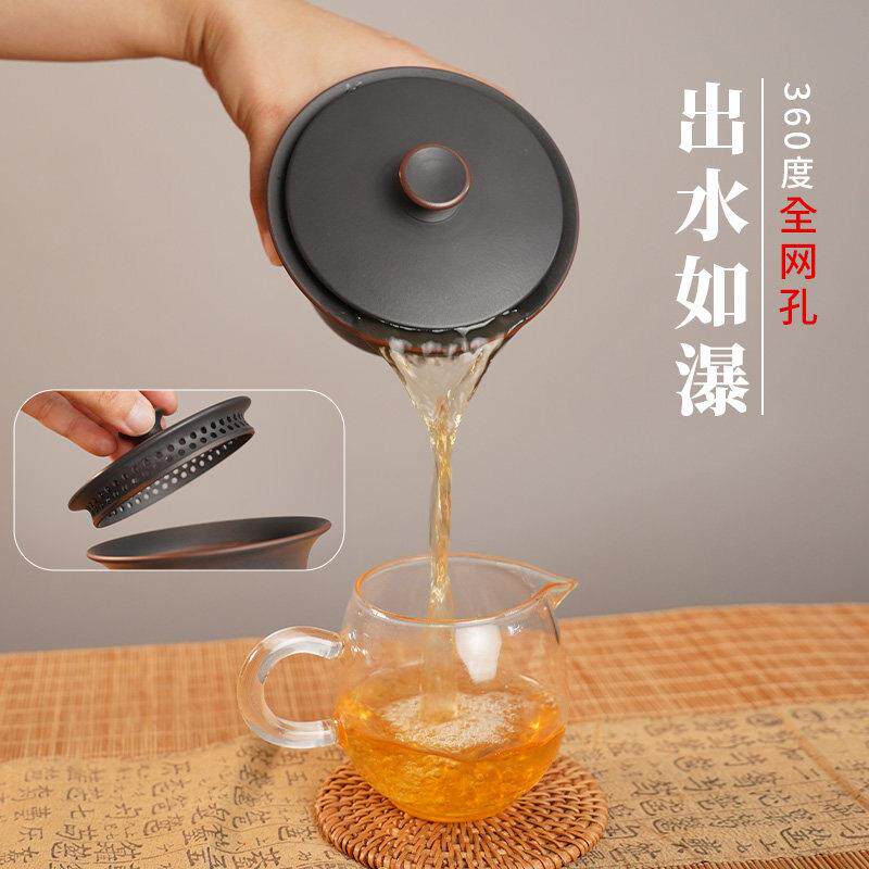 建抓陶水紫手壶盖碗陶GTD瓷家用单个档茶碗防高烫带盖泡茶壶功夫