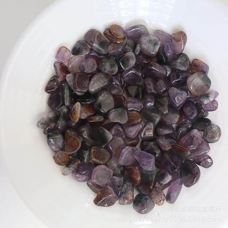 天然紫钛水晶碎石 鱼缸花盆装饰用品 小石子水晶碎石