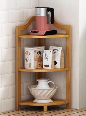 三架落地转QAX书架浴室角隙直角柜实木楠竹客厅墙角落边置缝物角