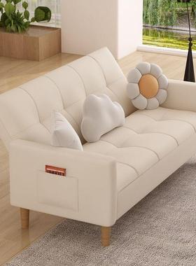 奶油风网红款简易沙发可折叠用KVG公寓出租沙房床懒人两布艺发小