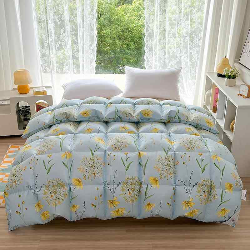 全棉双立印花羽绒被层被壳自充绒半成品羽响MT绒体被套无声纯棉被