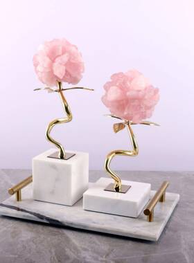 轻水奢现W0301代简约粉色晶球色大理石底座酒柜客白厅装饰品家摆