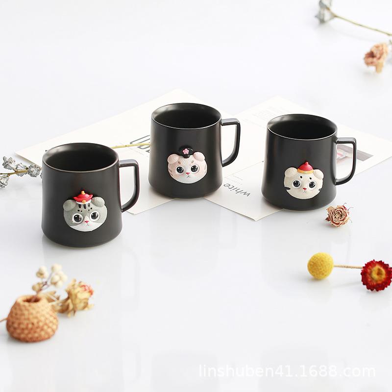新款直销杯子个性水杯卡通可爱猫咪陶瓷情侣礼品创意咖啡mug马克