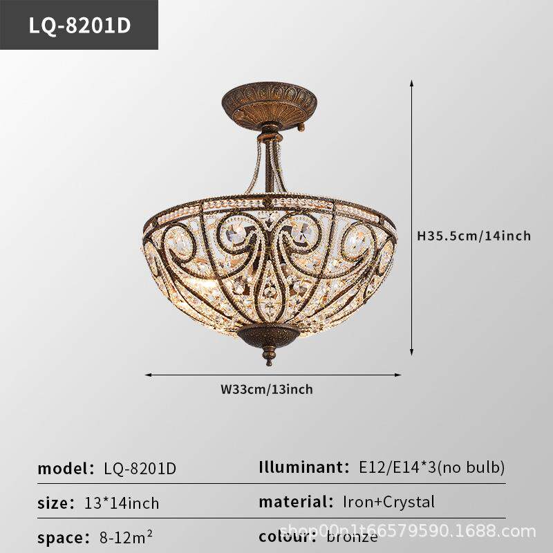 丽巧灯饰美式吊灯复铁水晶吸顶灯餐厅灯乡村意创跨境亚马逊艺轻奢