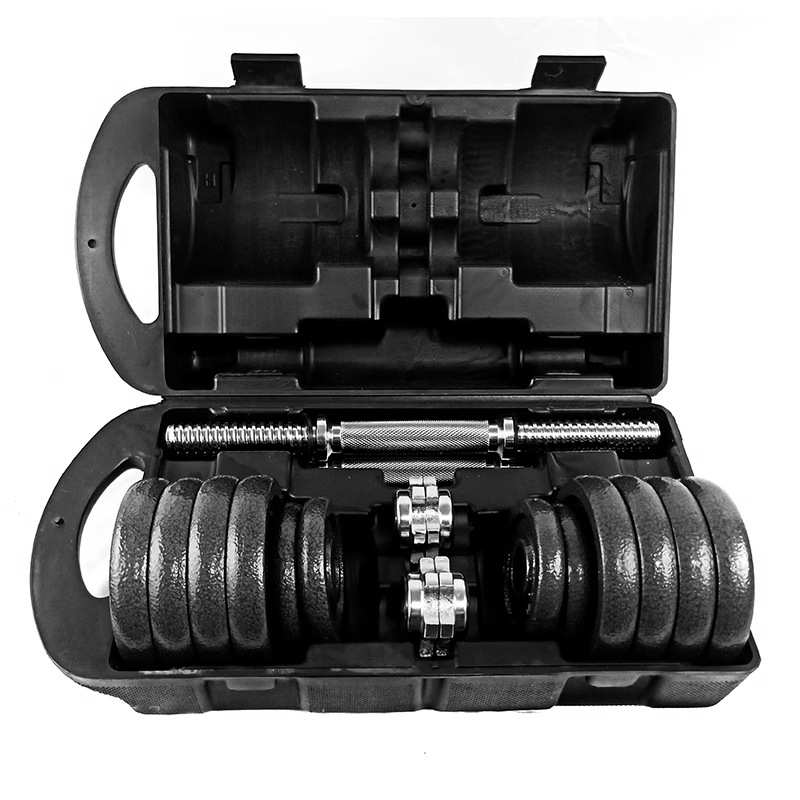 烤漆杠铃套装 加粗杆手抓铁芯包胶哑铃批发 男女家用健身组合