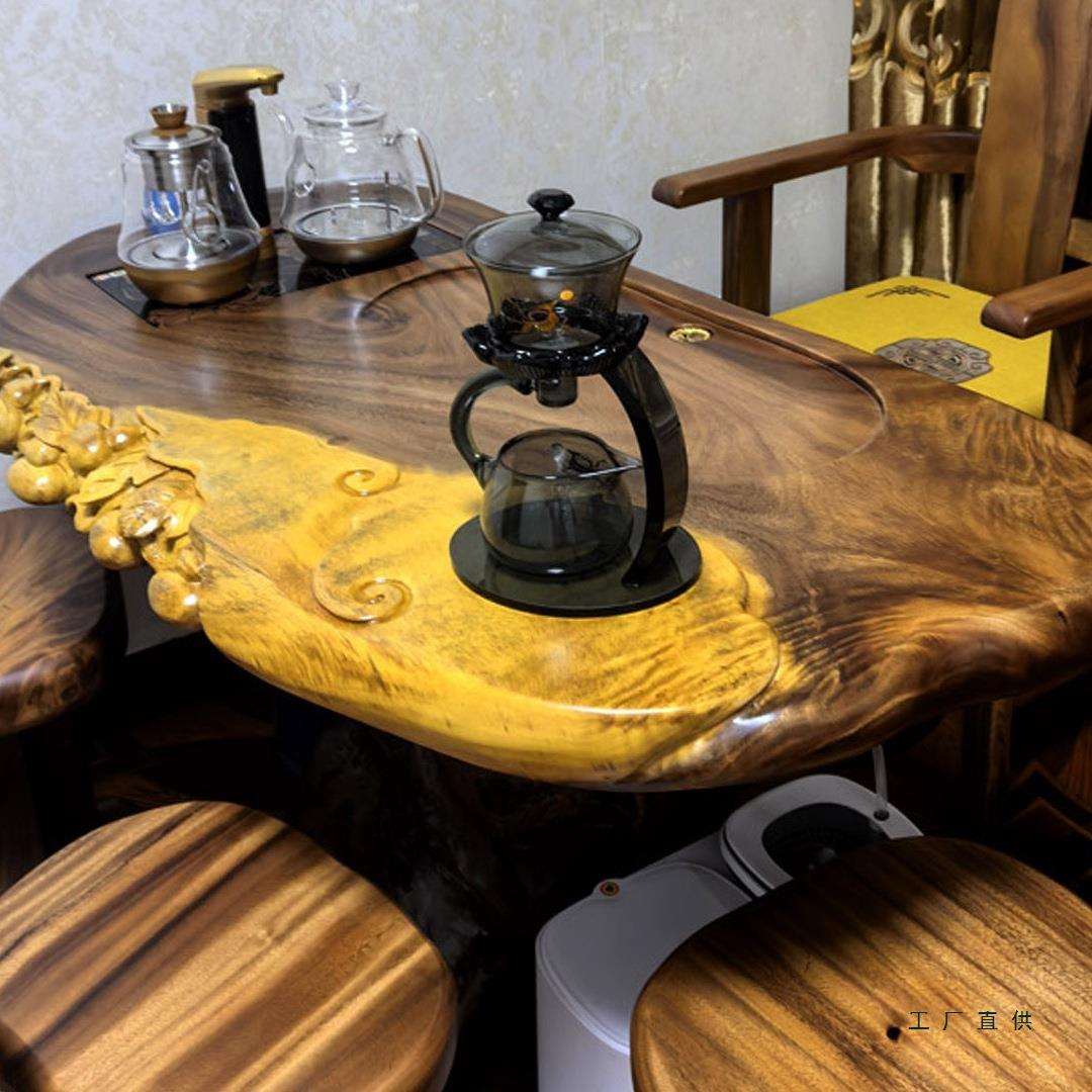 胡桃木根雕茶桌原木家用茶海实木树根茶台木雕树桩茶桌根雕茶几
