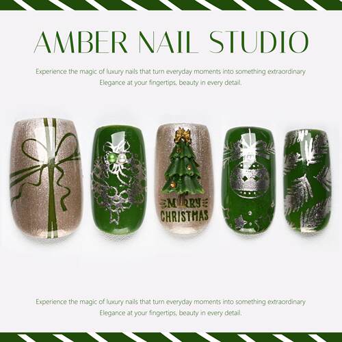 【Amber】圣诞限定银翠冬礼森系冬日槲寄生复古文艺穿戴甲