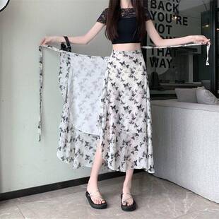 新款 百搭沙滩围裙包裙裹裙 碎花雪纺半身裙女春夏季 高档轻奢一片式