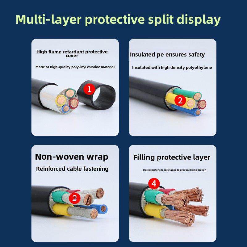 国家标准Rvv纯铜防水软护套线2 3 4 5芯10 16 25 35 50方电缆线