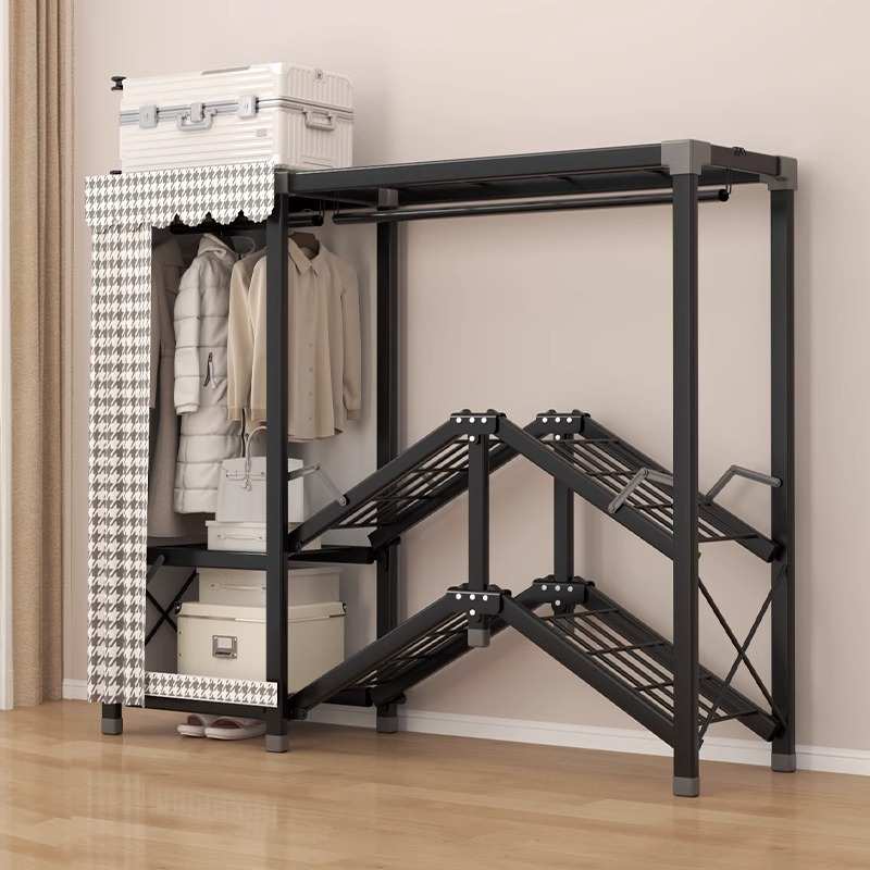 折叠衣柜家用卧室免安装布衣橱新款钢架结实耐小型租房简易组装