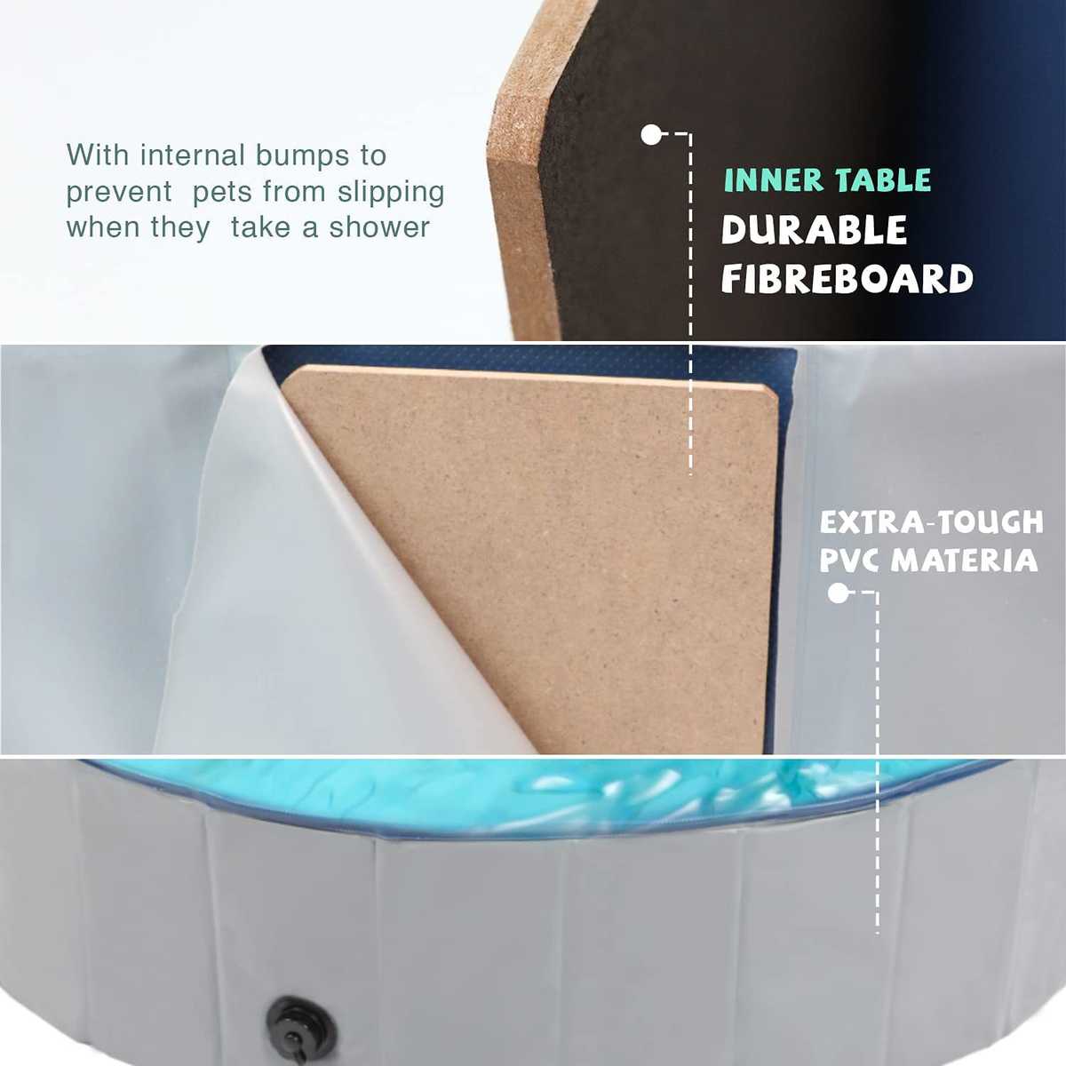 可折叠宠物水池游泳池戏水池加厚防滑款密度板送拉链袋