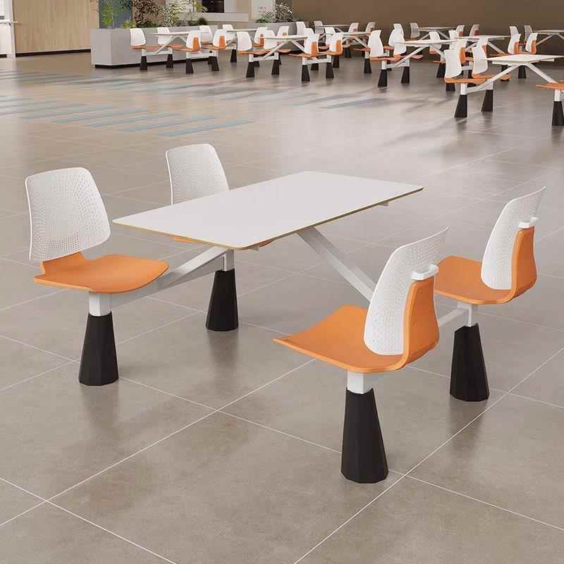 企业靠员工食堂餐桌椅岩板桌子学CTF体校四人位连椅餐桌组合背餐