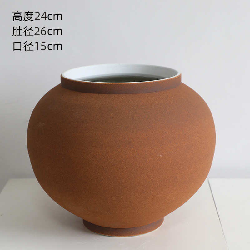 民陶罐奶油摆件侘风复古禅意手工插花陶瓷寂宿法式花瓶粗子